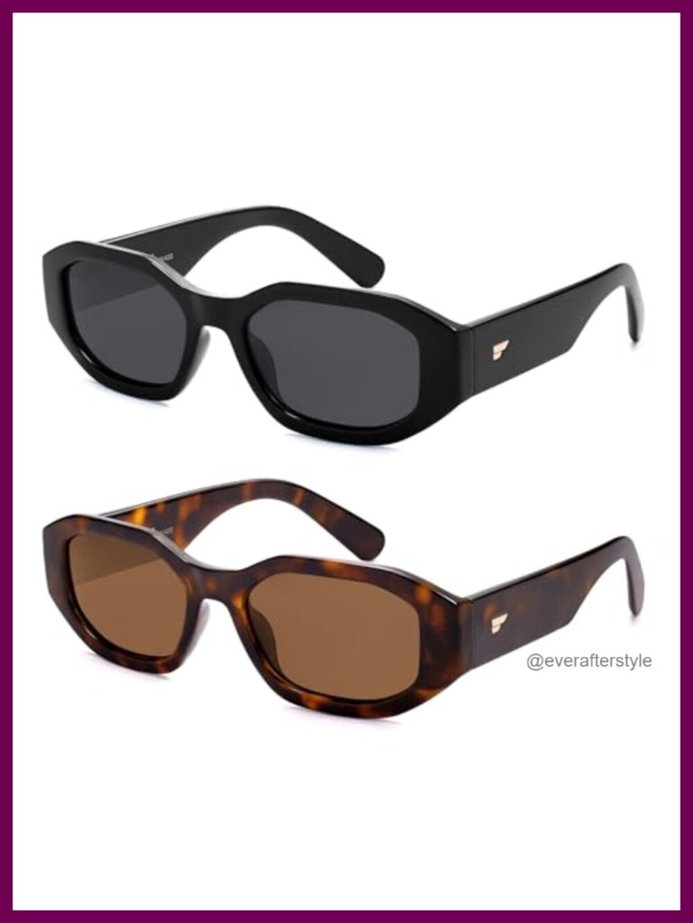 Polarized Hexagon Sunglasses Retro 90s Rectangle Shades Vintage Square Frame